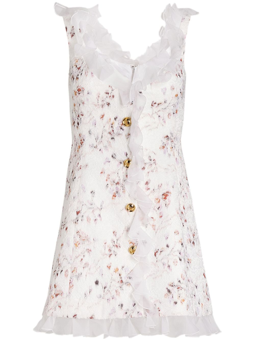 Jacquard ruffled dress - White