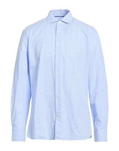 Man Shirt Azure Size L Cotton, Linen