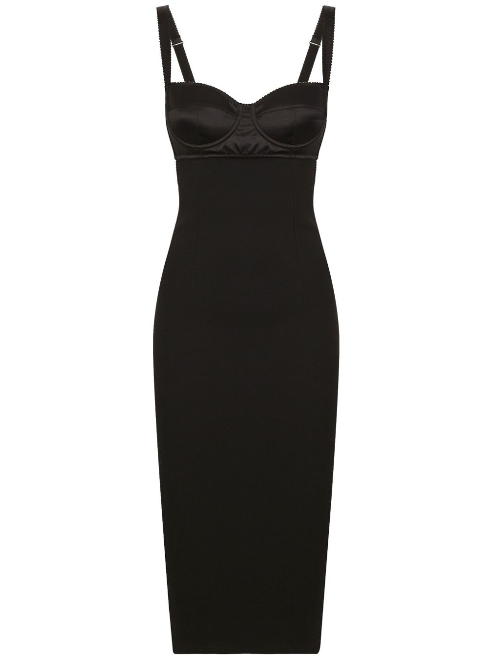 Bustier-style sleeveless midi dress - Black