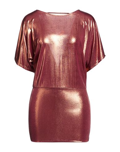 Woman Mini dress Bronze Size 8 Polyester, Elastane