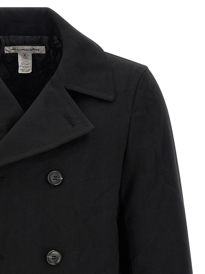 Black Double-Breasted Caban Coat