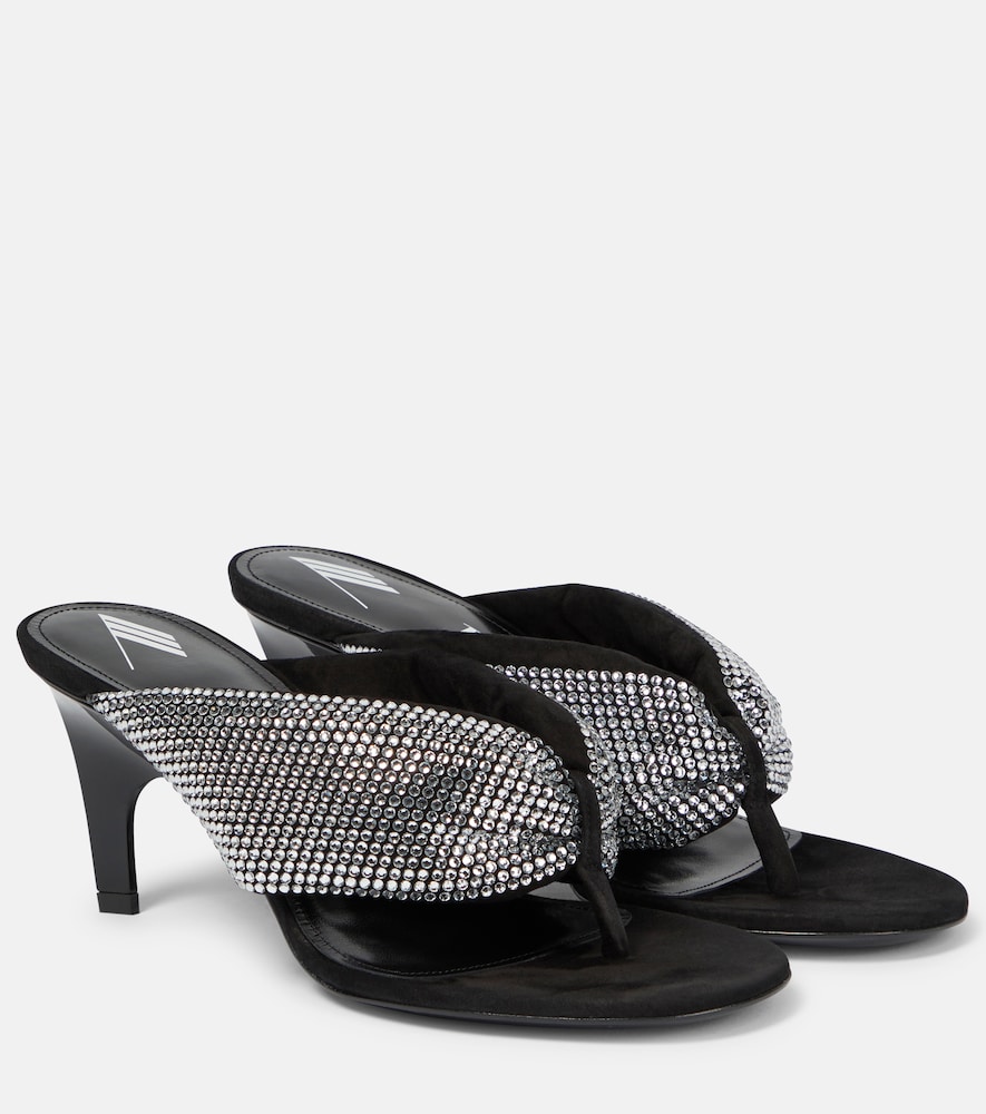 Rem satin crystal-embellished thong sandals