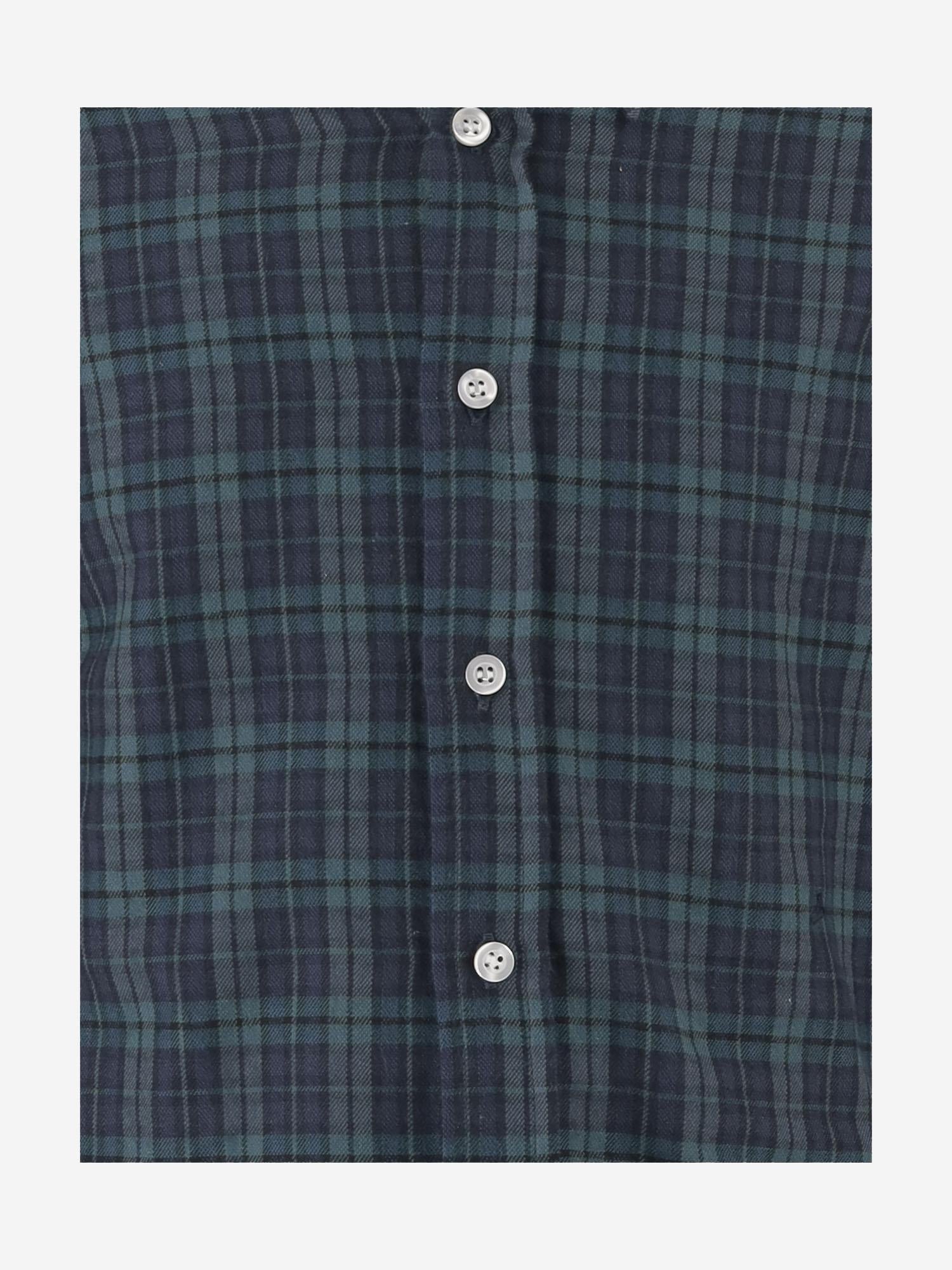 Check Pattern Cotton Shirt — Navy