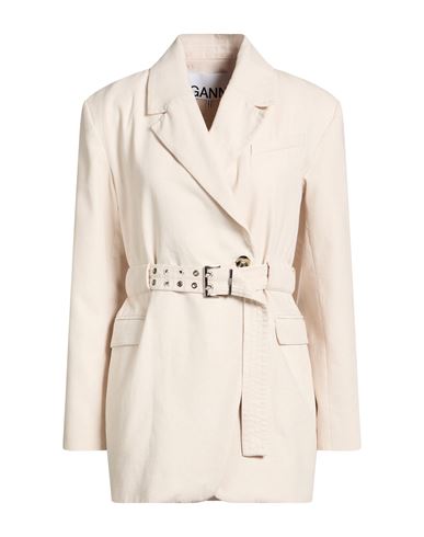 Woman Blazer Cream Size 4 Organic cotton, Linen