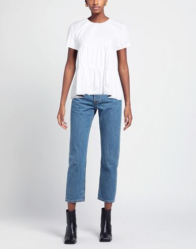 Denim Woman Top White Size 6 Cotton
