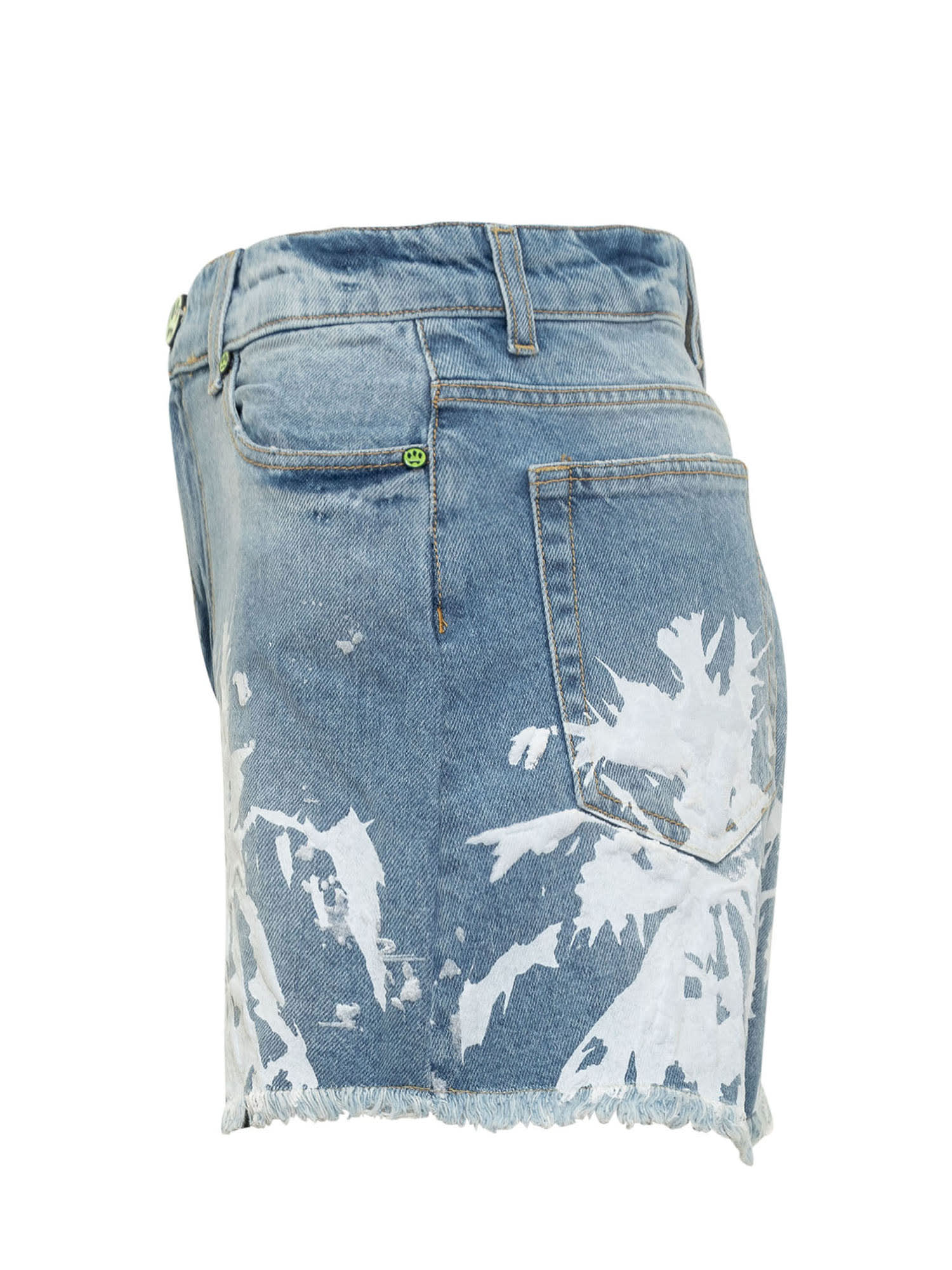 Denim Shorts With Texture Print