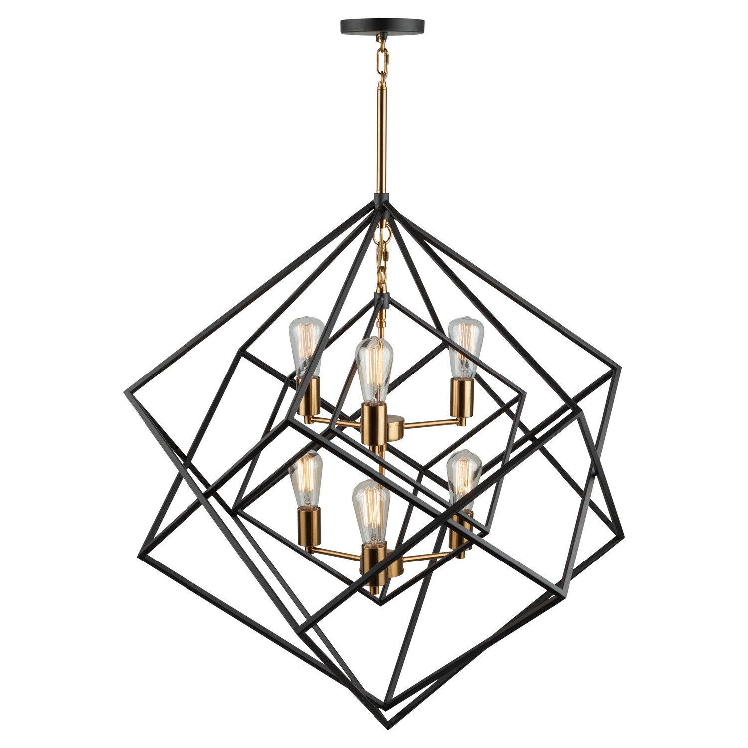 Matte Black & Harvest Brass Chandelier from the Artistry Collection