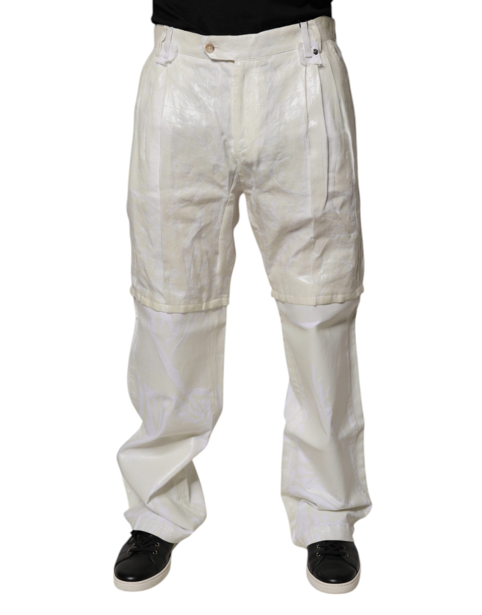 Linen Straight-Leg Trousers — White