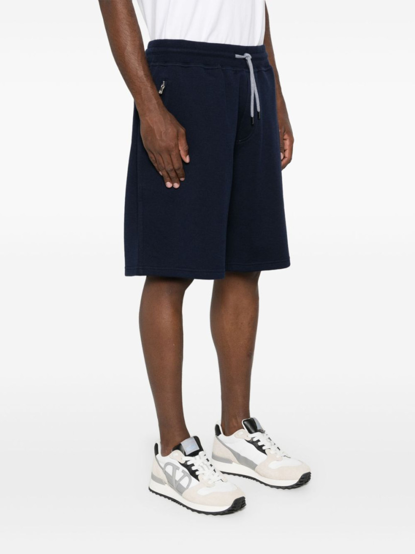 Drawstring-waist jersey track shorts - Blue