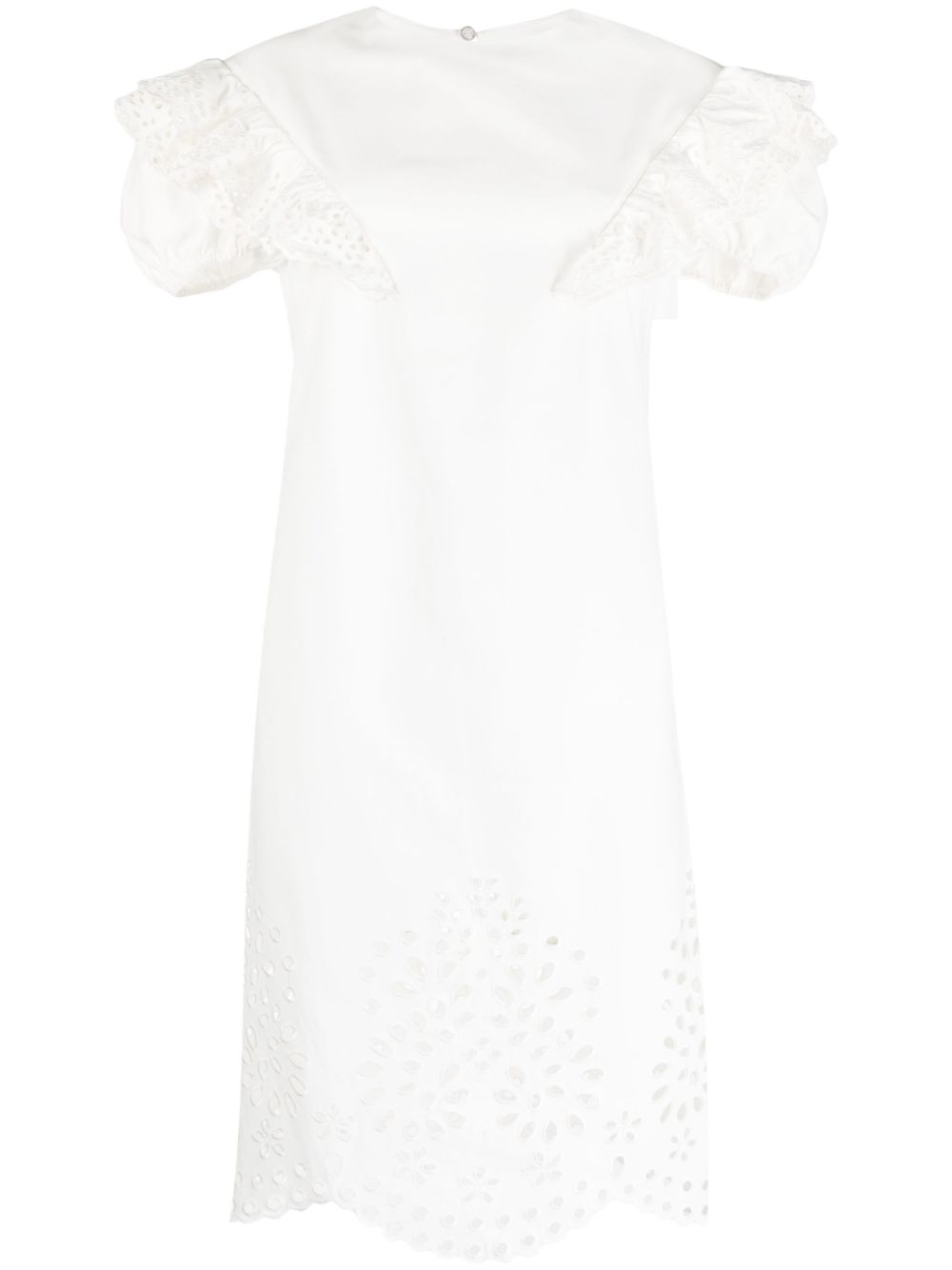 Open-knit shift midi dress - White