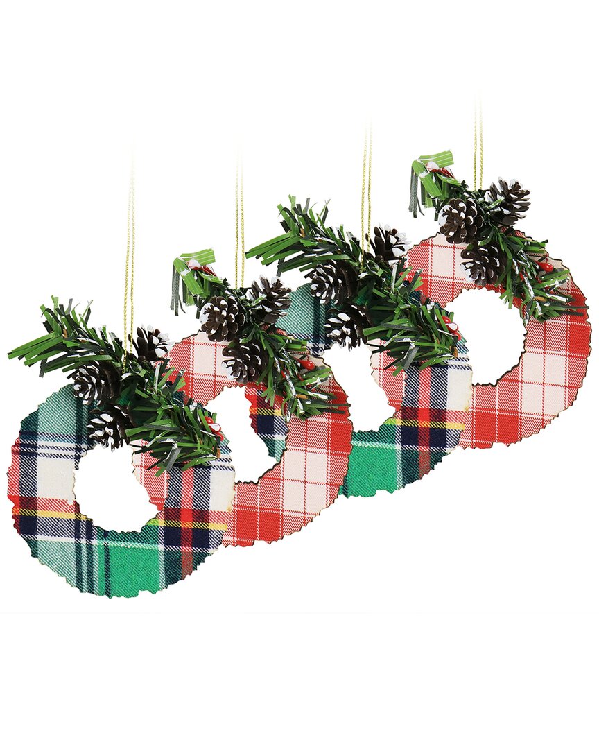Holiday 4pc Wreath Christmas Ornament Set