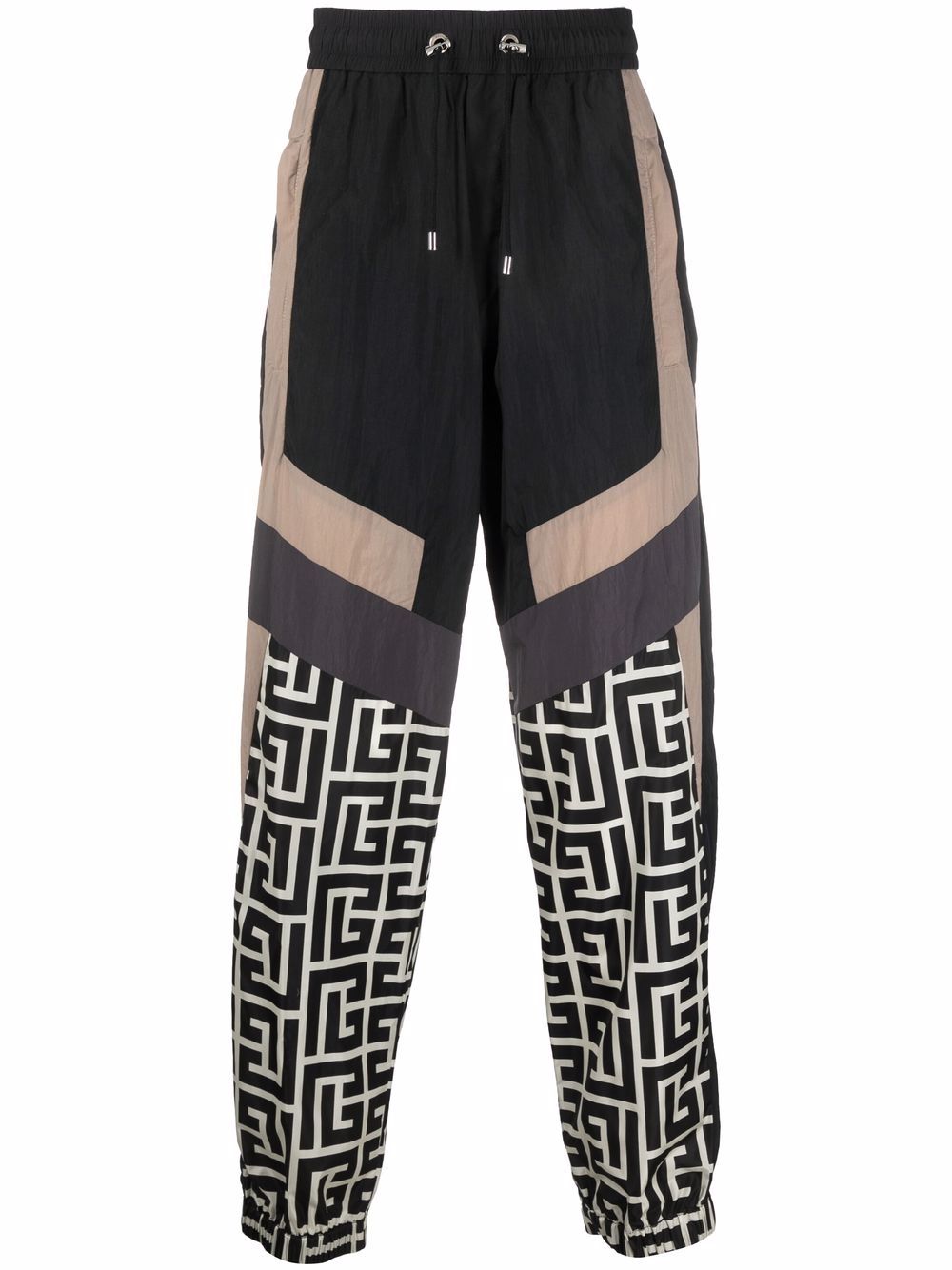 Colour-blocked monogram track pants - Black