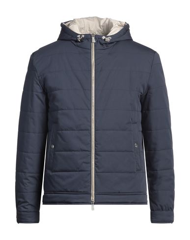 Eleventy Man Puffer Slate blue Size 40 Cotton, Polyamide