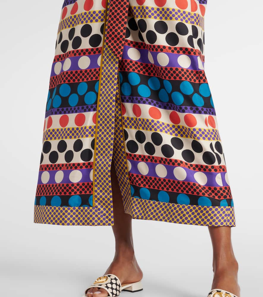 Polka-dot silk beach cover-up