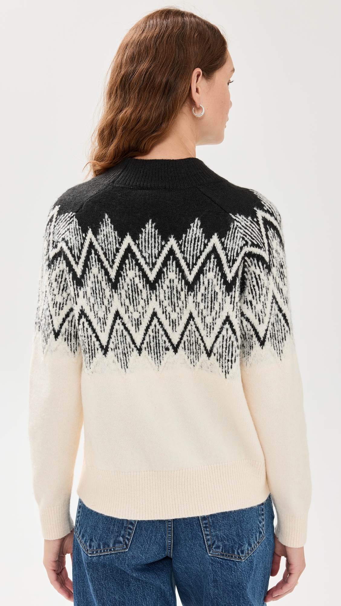 Siren Relaxed Jacquard Sweater Whitecap Grey Black Jacquard