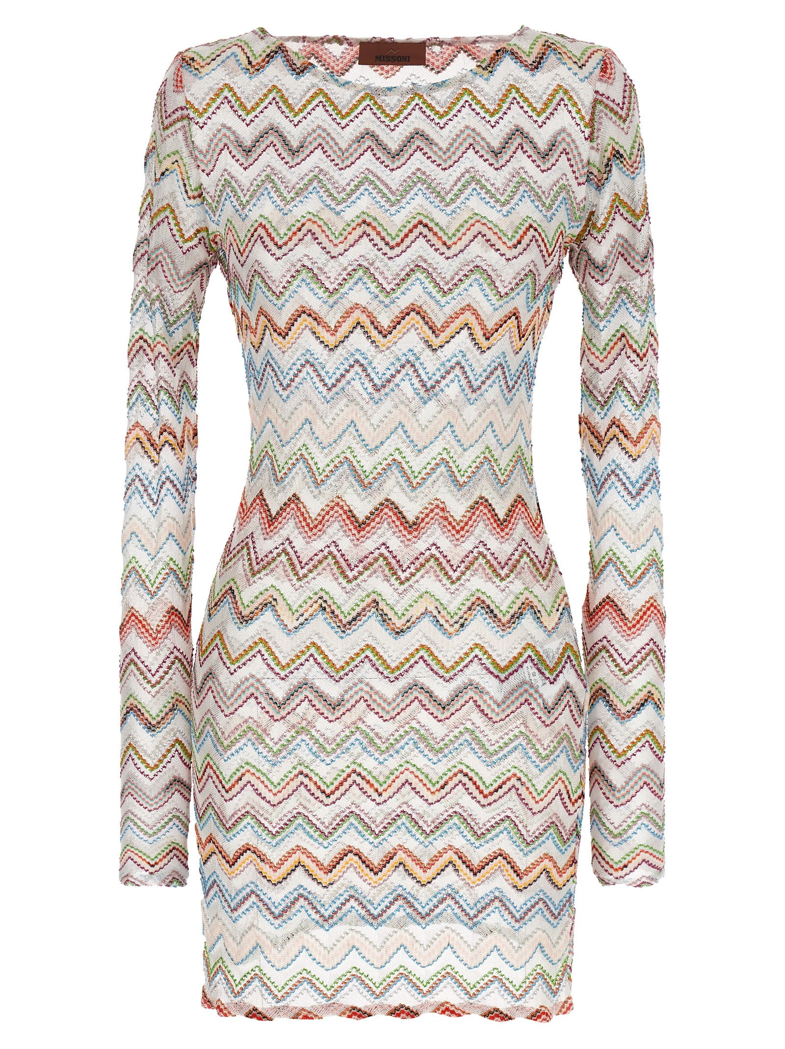 3d Lamé Zigzag Dress