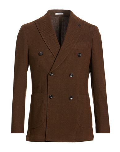 Man Blazer Dark brown Size 38 Virgin Wool, Elastane