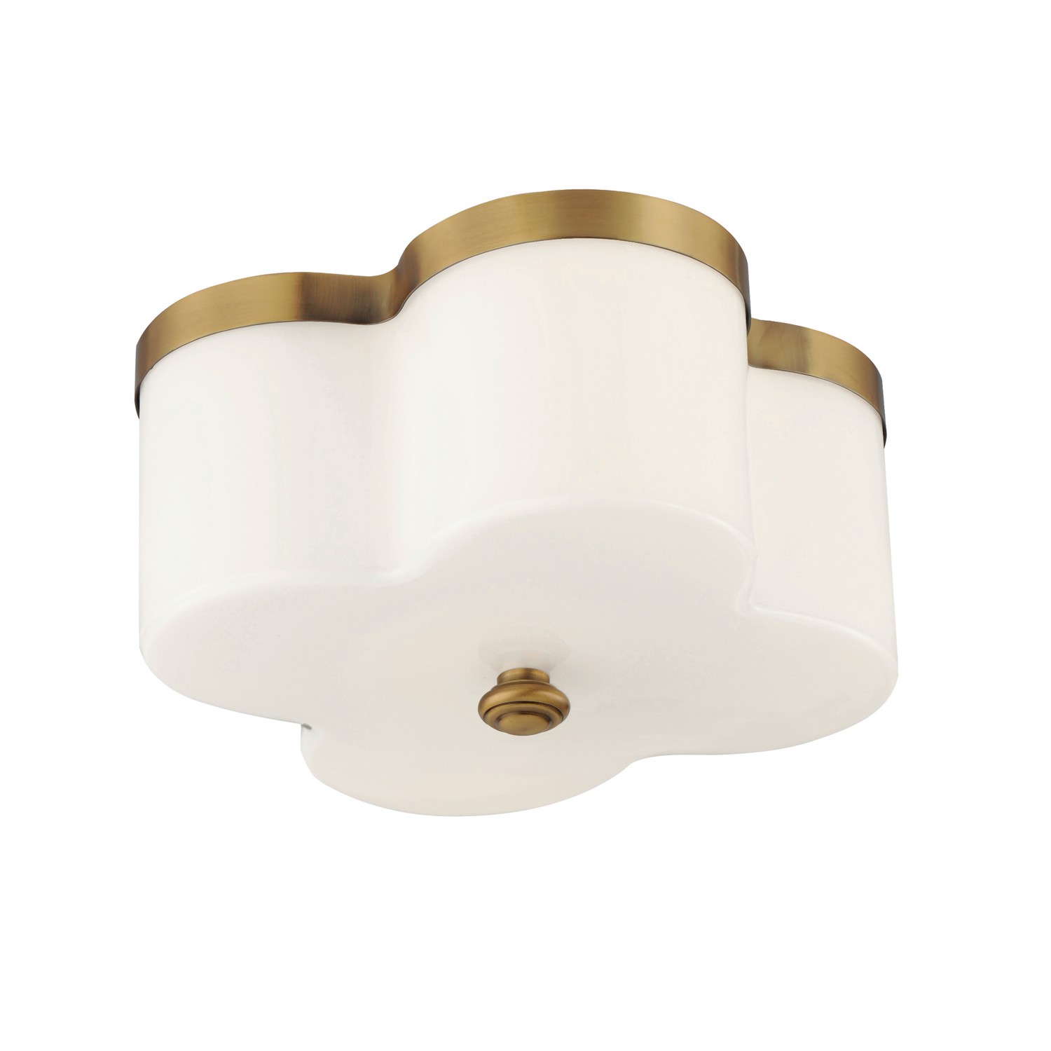 Natural Aged Brass Two Light Flush Mount from the Clover Collection