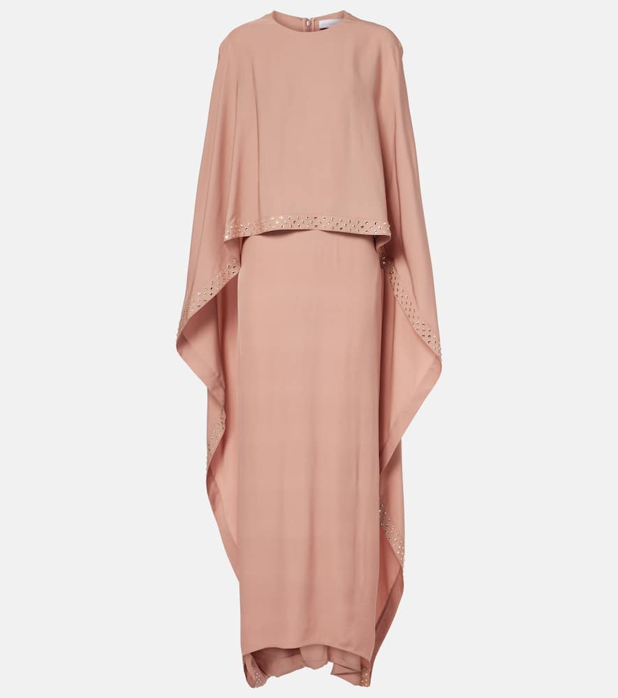 Embellished caped maxi dress