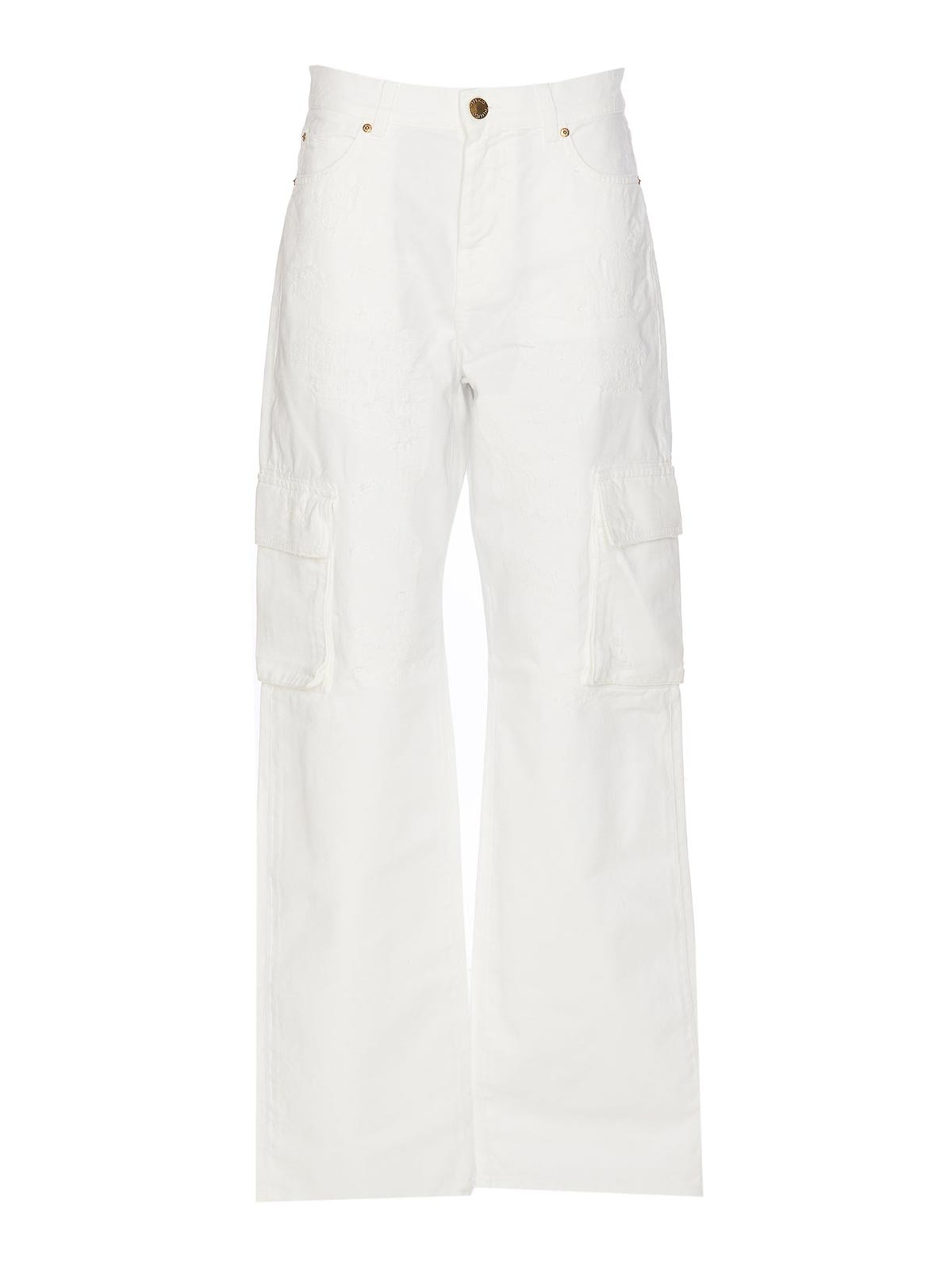 White caty denim jeans zip and