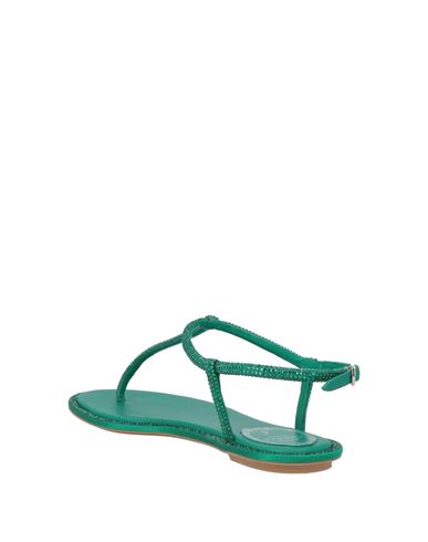 Rene' Caovilla Woman Thong sandal Emerald green Size 6 Textile fibers