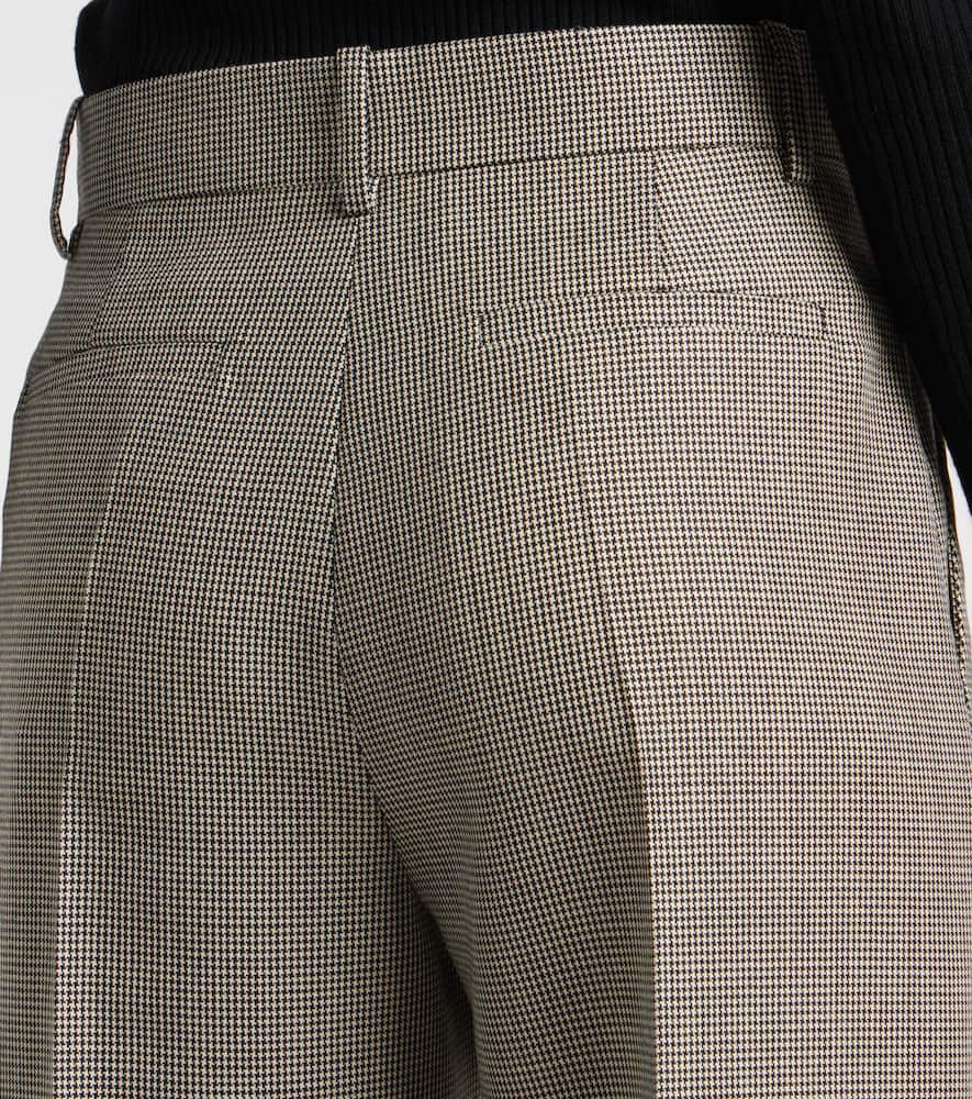 Checked wool and mohair wide-leg pants