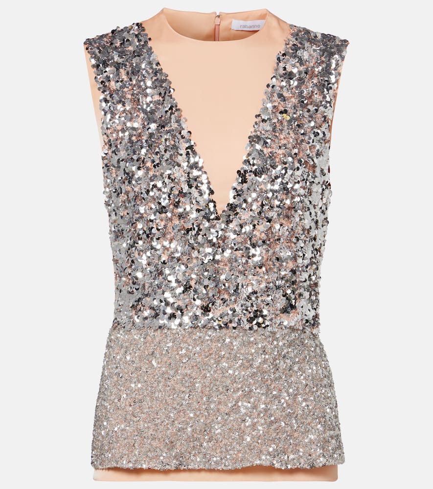 Sequined jersey top