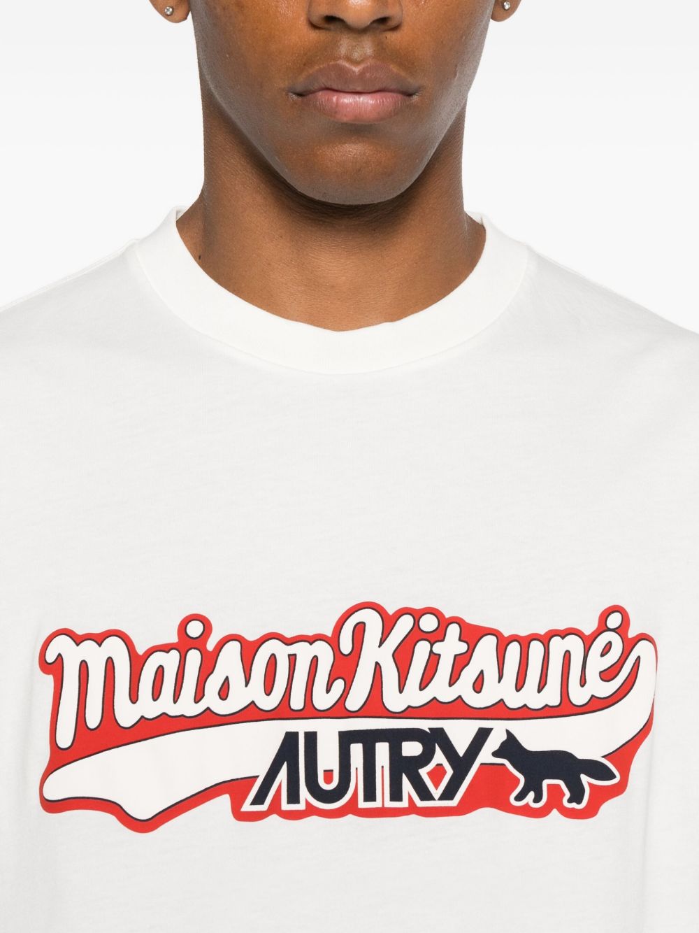 Autry X Maison Kitsune Logo katoenen t -shirt