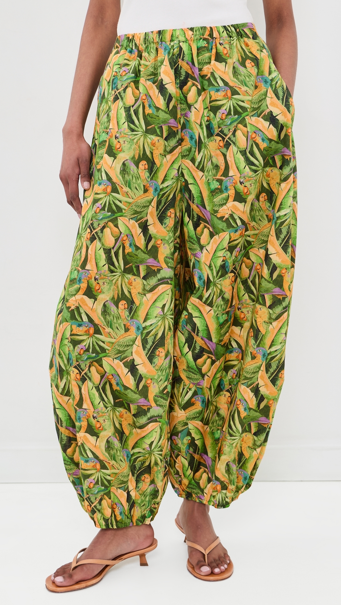Balloon Pants Parrots Forest Green