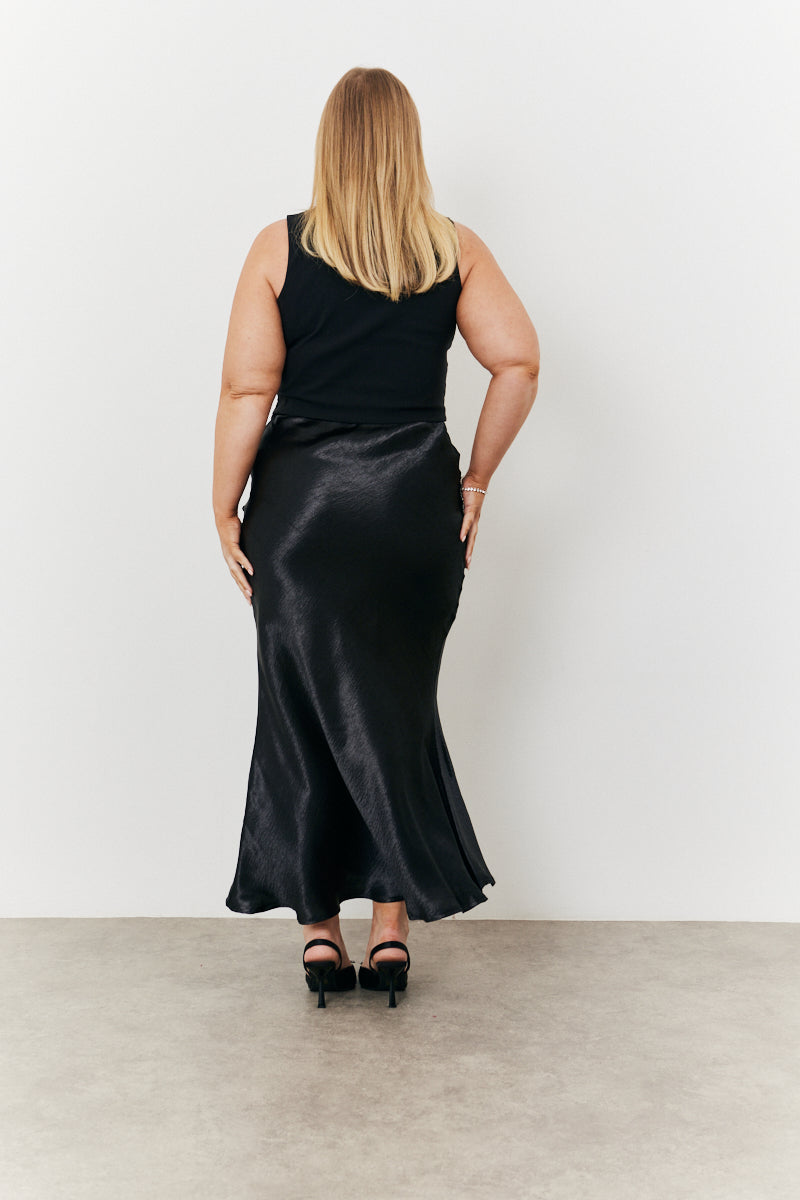 Liquid Satin Bias Cut Maxi Skirt