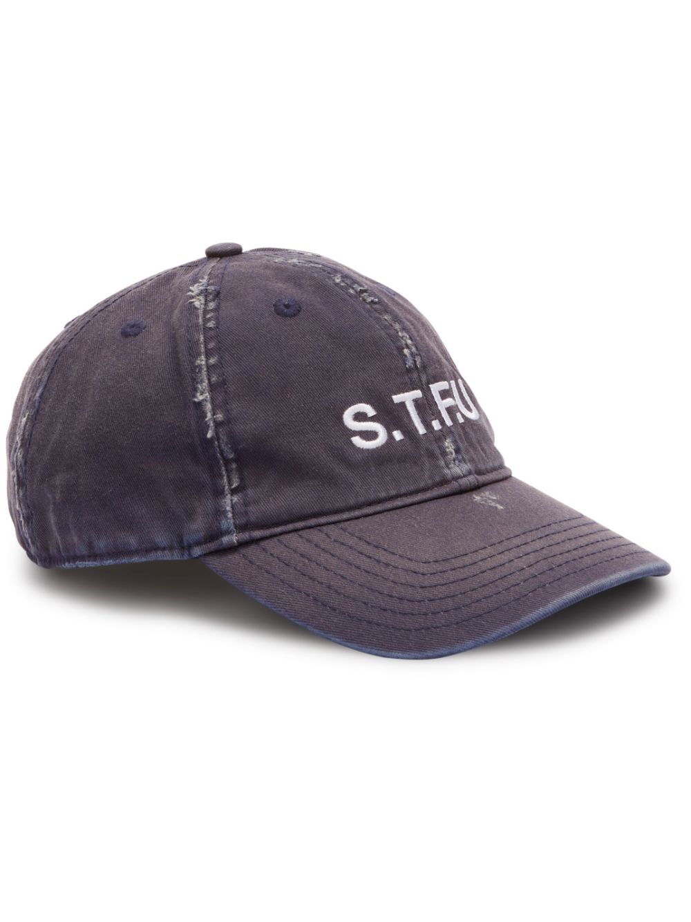 Logo-embroidered distressed-finish cap - Blue