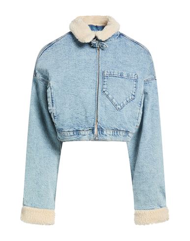 Woman Denim outerwear Blue Size S Cotton, Recycled cotton, Elastane