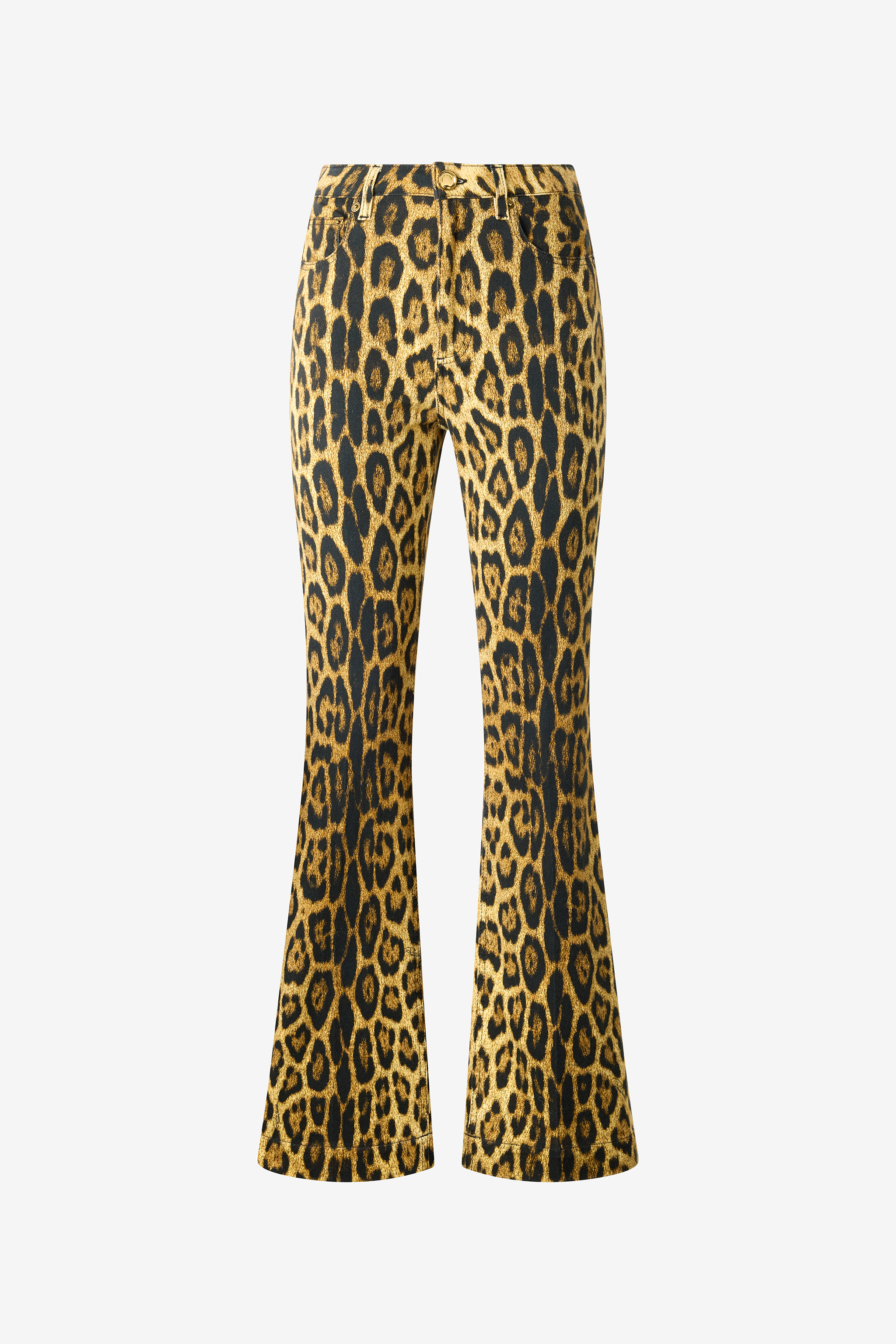 Denim Jeans With Jaguar Skin Print