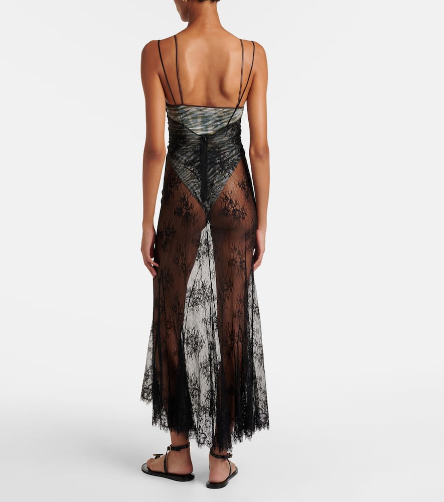 Jersey bodysuit and silk maxi dress set