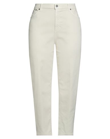Woman Jeans Cream Size 32 Cotton, Lyocell, Elastane