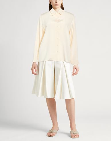 Woman Shirt Cream Size 6 Silk, Elastane