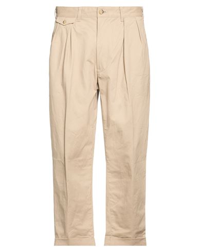 Man Pants Khaki Size L Cotton, Polyurethane