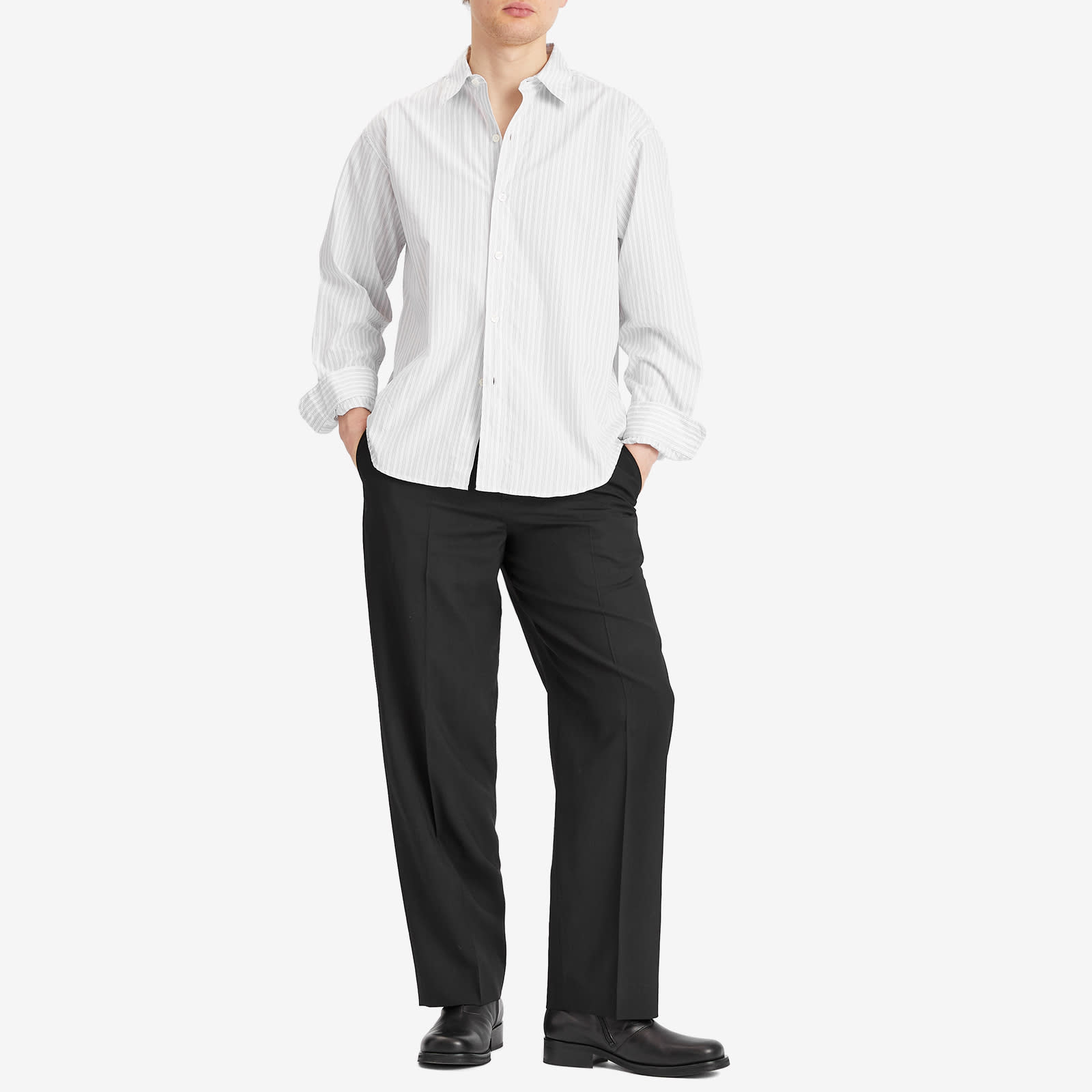 Men's Wool Study Trousers in Black Tropical Wool