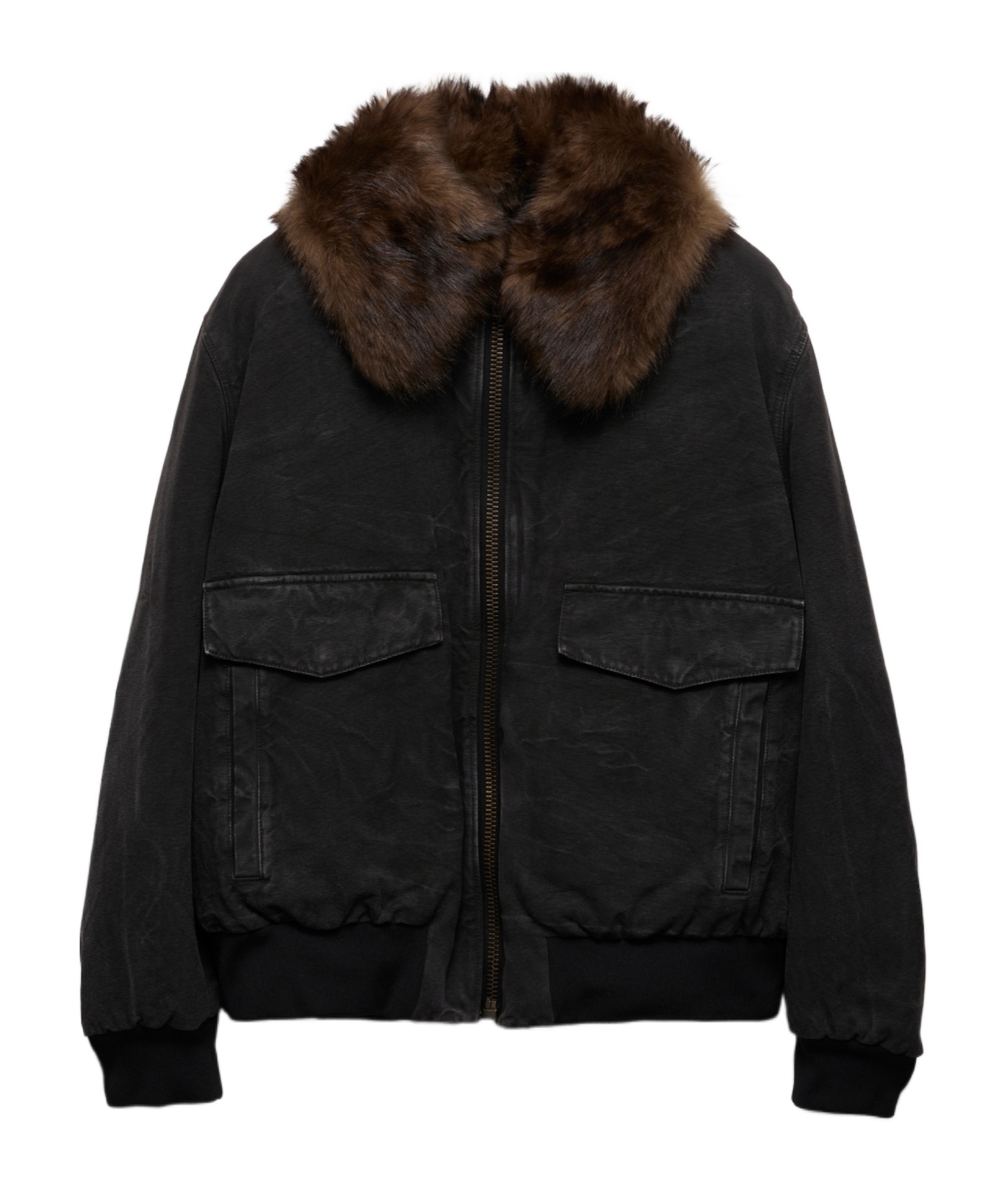 Cotton blouson jacket with shearling collar