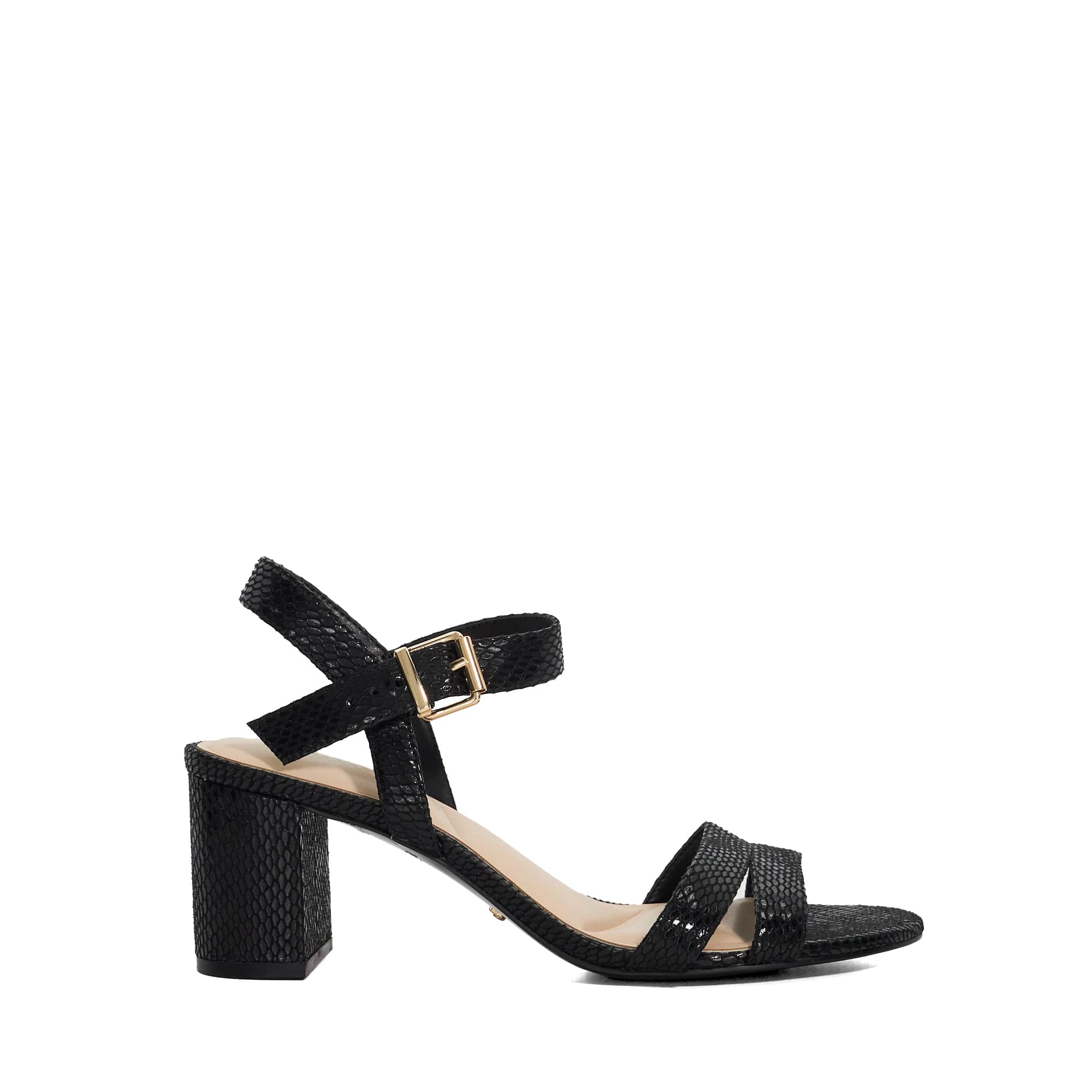 Dune London Womens Ladies Wf Merisa - Wide-Fit Block-Heel Sandals - Black Fabric