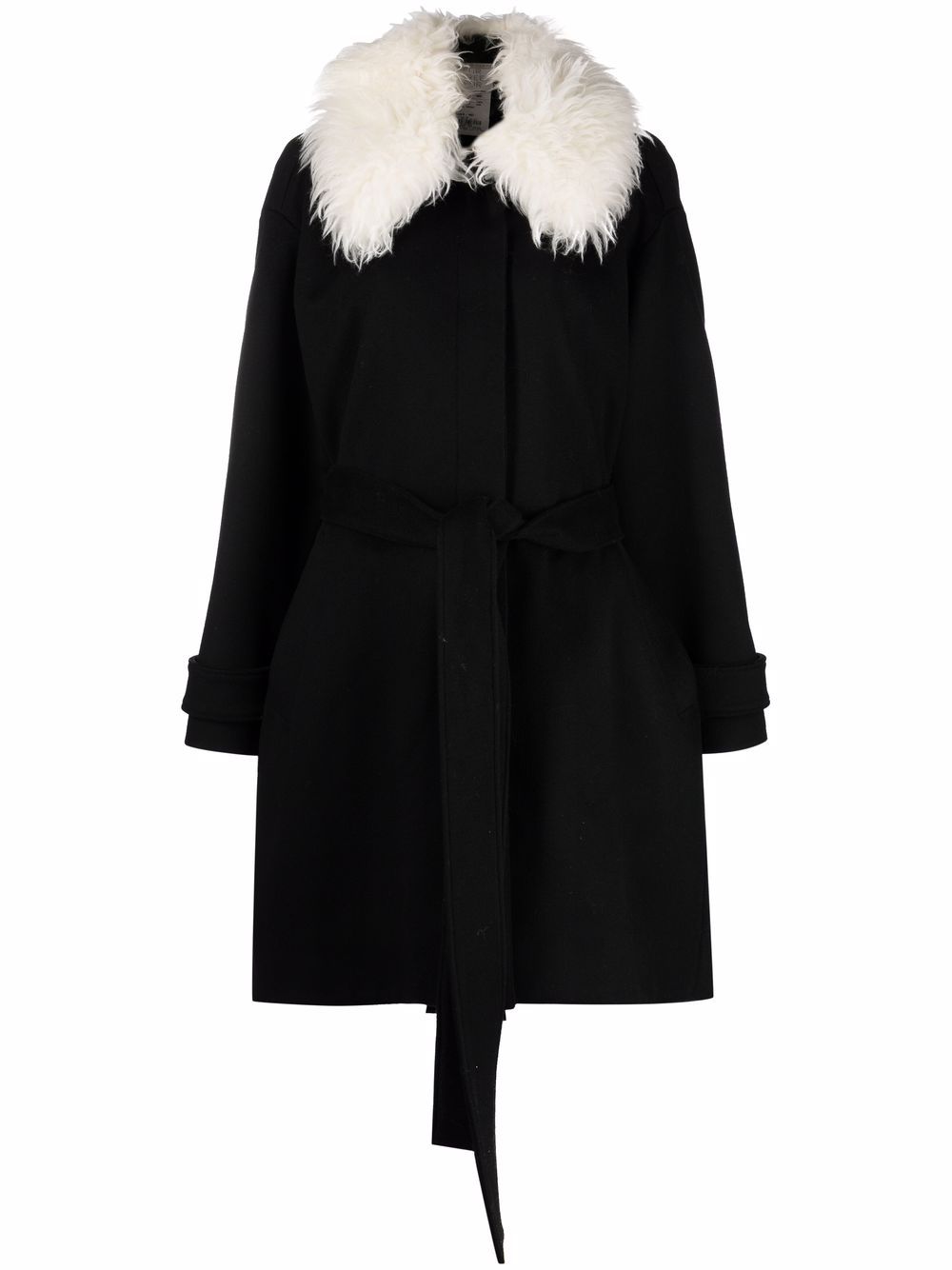 Faux fur collar coat - Black