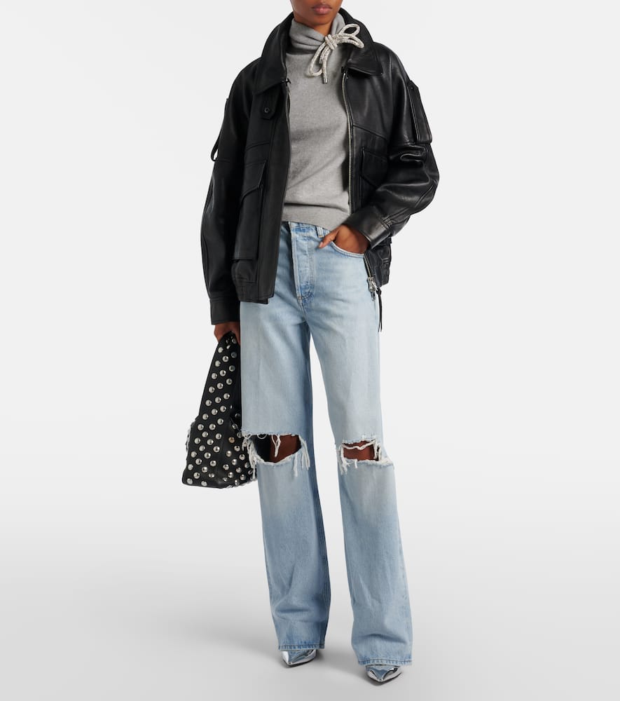 Embellished cotton and cashmere turtleneck sweater