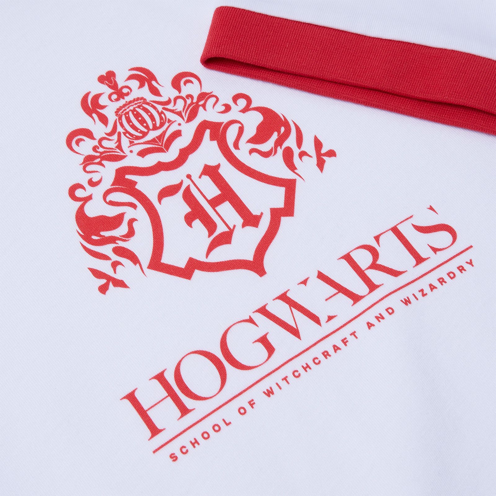 Harry Potter Hogwarts School Unisex Ringer T-Shirt - White / Red