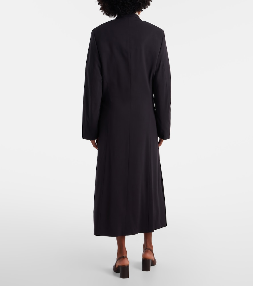 Wool crêpe wrap coat