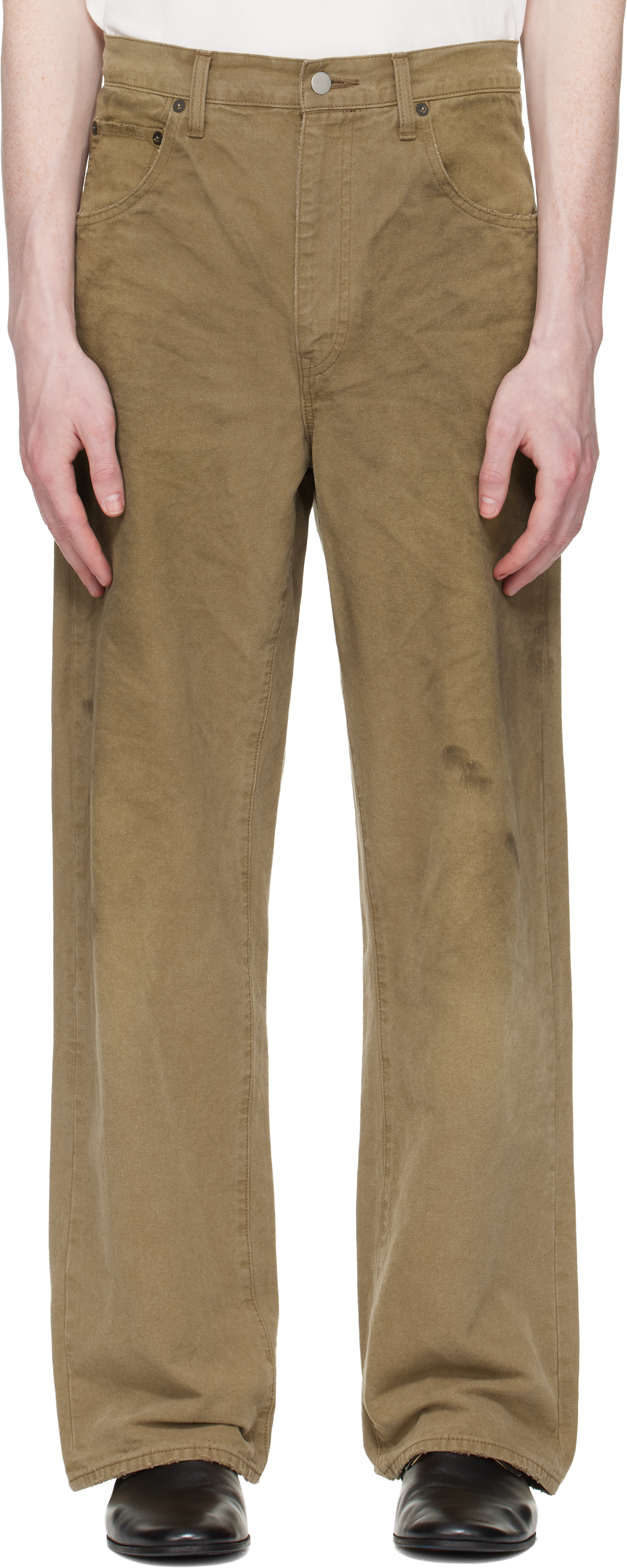 Khaki Sulfur Dyed Oxford Vintage Wide Trousers
