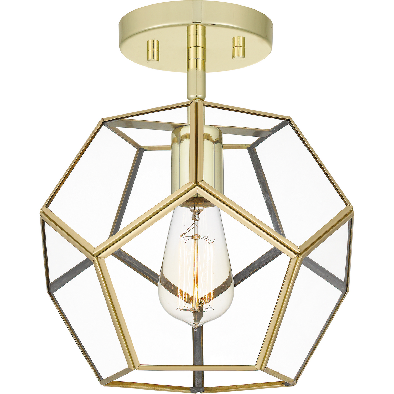 Quoizel Semi-Flush Mount 1-Light Semi-Flush Mount in Polished Bra
