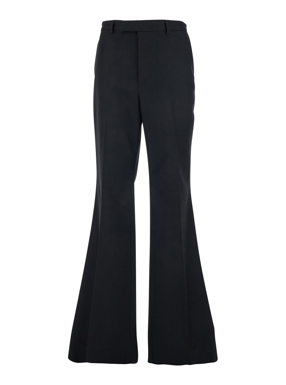 Nylon-Wool Gabardine Flared Trousers — Black