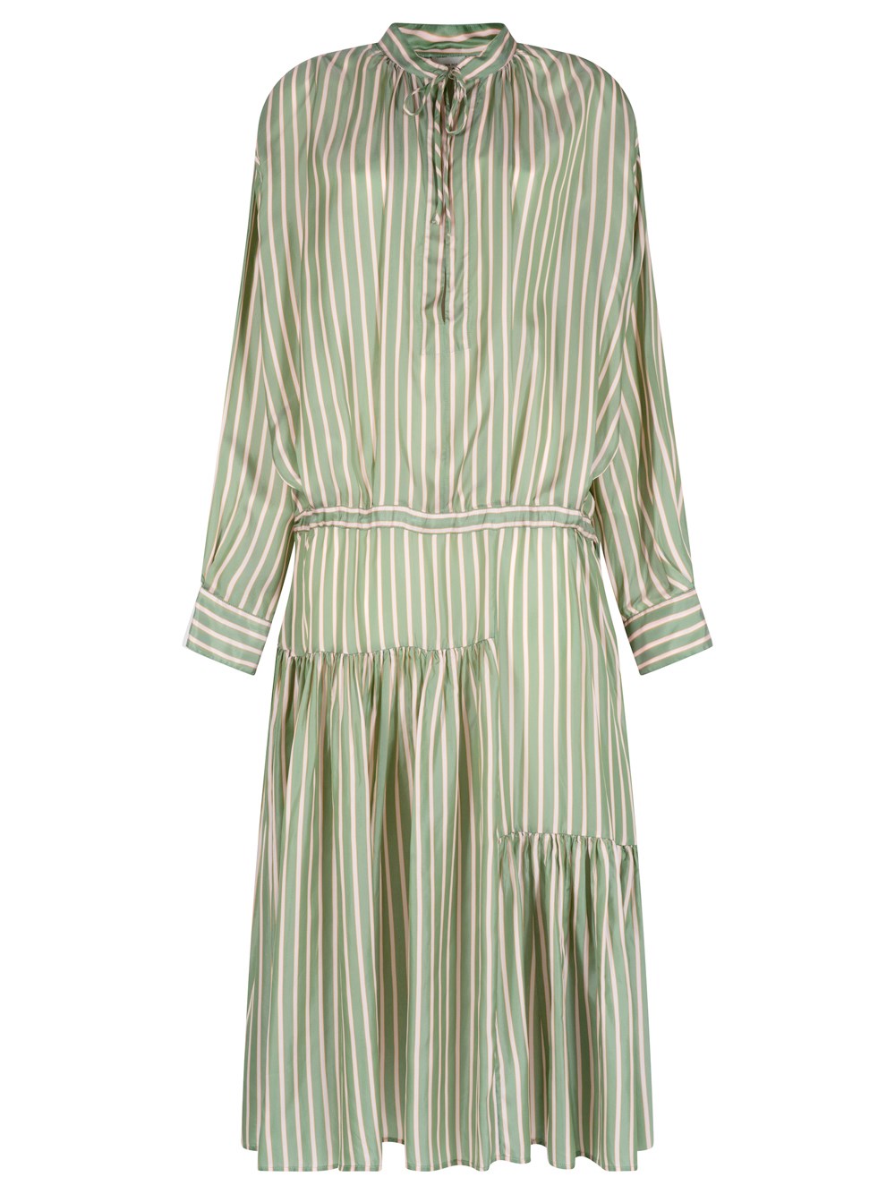 Denvo Striped Long Dress With Drawstring Waist