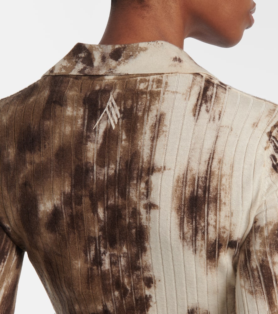 Printed cashmere and silk polo sweater