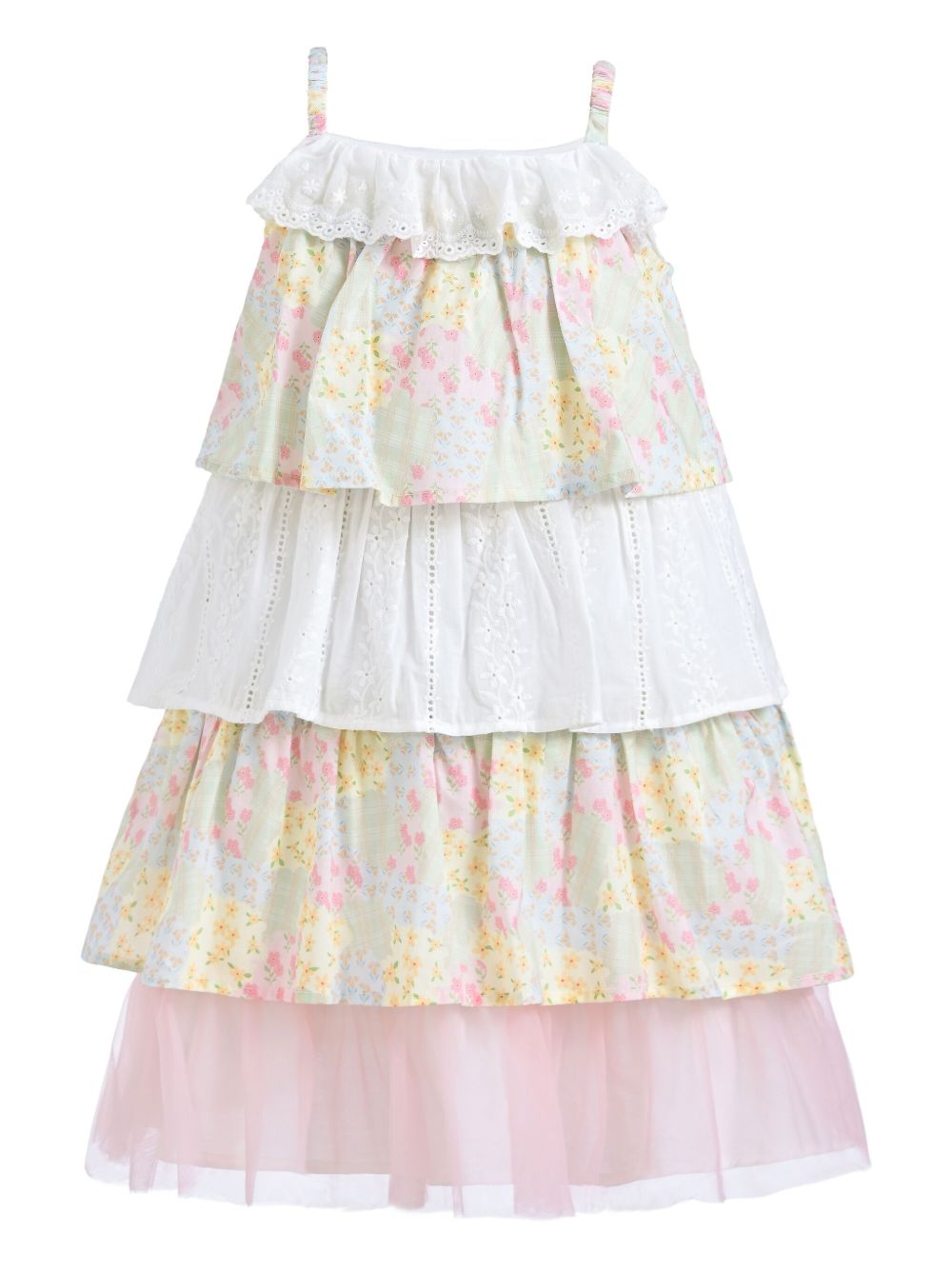 Floral-print tiered dress - White